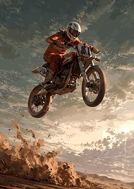 Motocross Rider Jumping in the Air