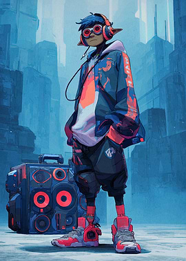 Futuristic Urban Character with Boombox