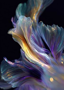 Abstract Floral Art on Black Background