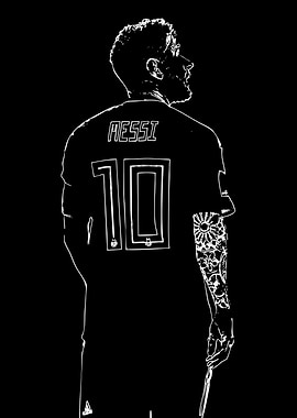 Messi Black and White Silhouette