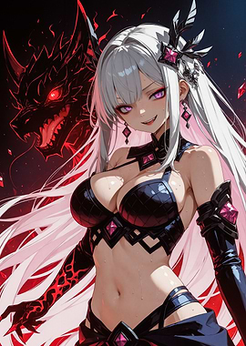 Anime Girl with Dragon