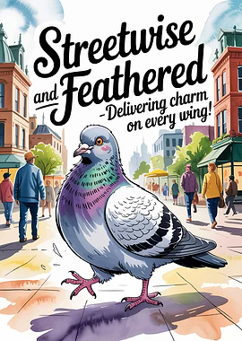 Streetwise and Feathered Pigeon Illustration