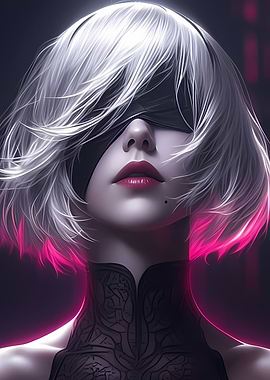 2B Portrait with Pink Highlights