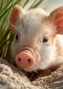Close-up of a Cute Piglet