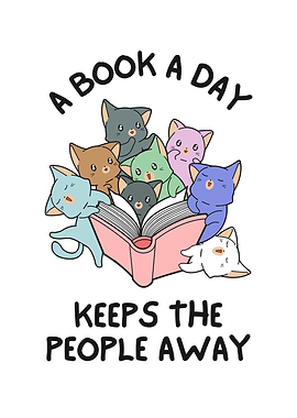 Cats reading book illustration
