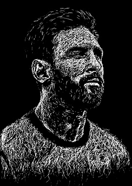 Lionel Messi Scribble Art Portrait