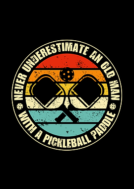 Pickleball Old Man Paddle Retro Design
