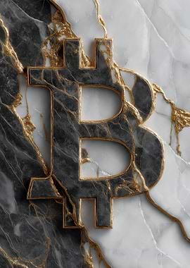 Bitcoin Symbol on White Marble
