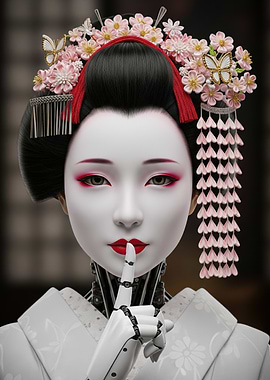 Cyberpunk Geisha Robot Portrait