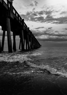 Black and White Pier Seascape