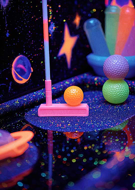 Neon Miniature Golf Scene