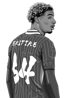 Hugo Ekitike Black and White Version