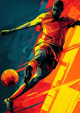 Soccer Player Kicking Ball Art