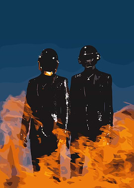 Daft Punk in Flames Digital Art
