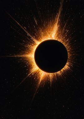 Solar Eclipse with Golden Corona
