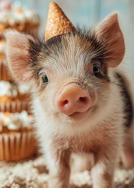 Party Piglet with Cupcakes