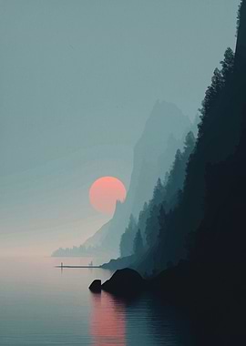 Serene Mountain Lake Sunset