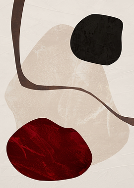 Abstract Shapes in Beige, Black, and Red