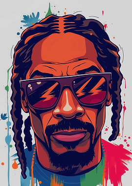 Snoop Dogg Portrait with Colorful Accents