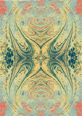 Abstract Marbled Pattern in Yellow and Teal