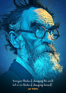 Leo Tolstoy Portrait with Quote