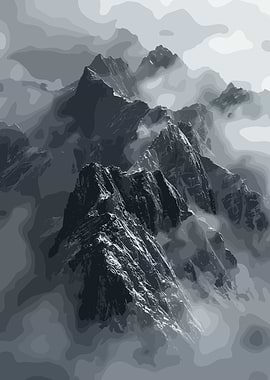Monochromatic Mountain Peaks in Fog