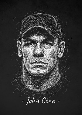 John Cena Portrait Sketch Scribble Art