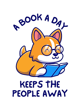 Dog Reading Book Cartoon Illustration