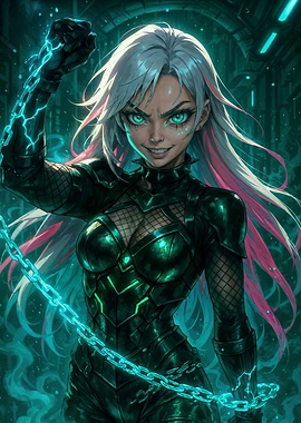 Cyberpunk Girl with Chain