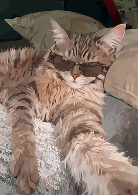 Cool Cat with Sunglasses Illustration