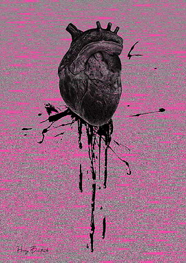 Noire Fervent , Anatomical Heart with Black Ink Splatter