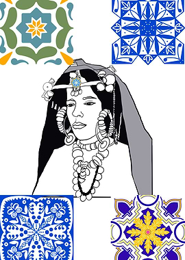 Berber Woman with Tile Background