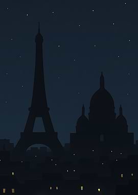 Paris at Night Silhouette