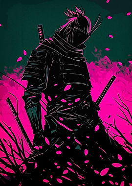 Samurai Warrior in Pink and Black