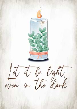 Candle with Greenery and Inspirational Quote