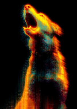 Abstract Howling Wolf Digital Art