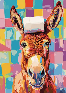 Colorful Donkey with Toilet Paper Roll