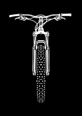 White Bicycle Front on Black Background