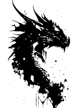Black Dragon Ink Illustration