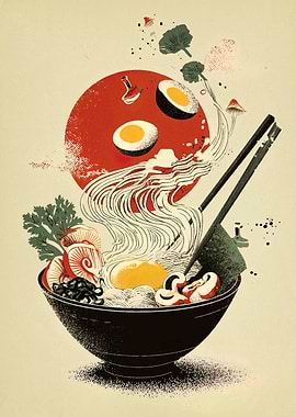 Stylized Ramen Bowl Illustration