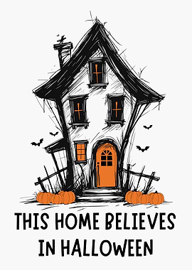 Halloween Haunted House Illustration