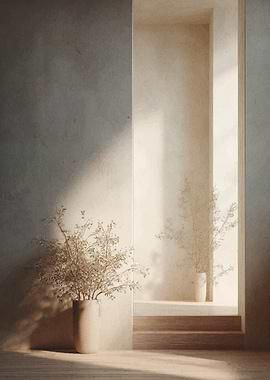 Minimalist Interior with Plants and Light
