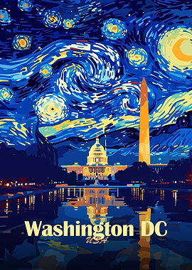 Washington DC Starry Night Art