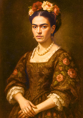 Frida Kahlo Portrait in Baroque Style