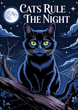 Cats Rule The Night Illustration