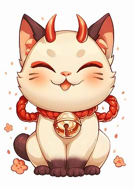 Cute Oni Cat with Bell
