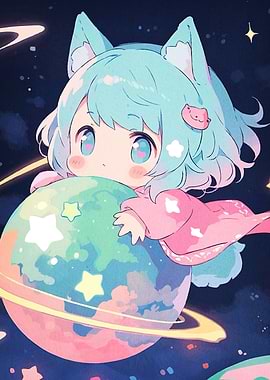 Anime Girl Hugging Space
