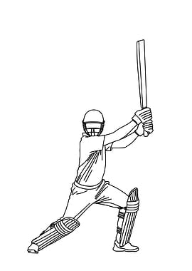 Cricket Player Minimalist Line Art