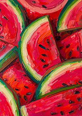 Watermelon Slices Oil Painting