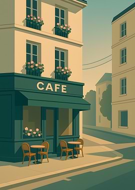 Charming Cafe Scene in Cityscape